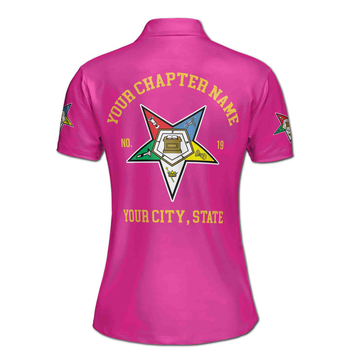 Customize Order of the Eastern Star OES Pentagon Down AF&AM Women's Polo Shirt S-5XL