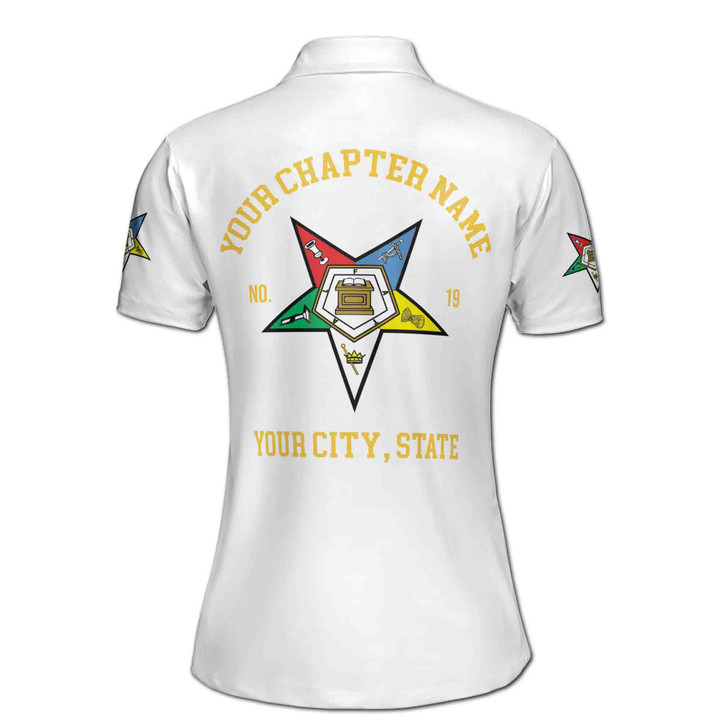 Customize Order of the Eastern Star OES Pentagon Down AF&AM Women's Polo Shirt S-5XL