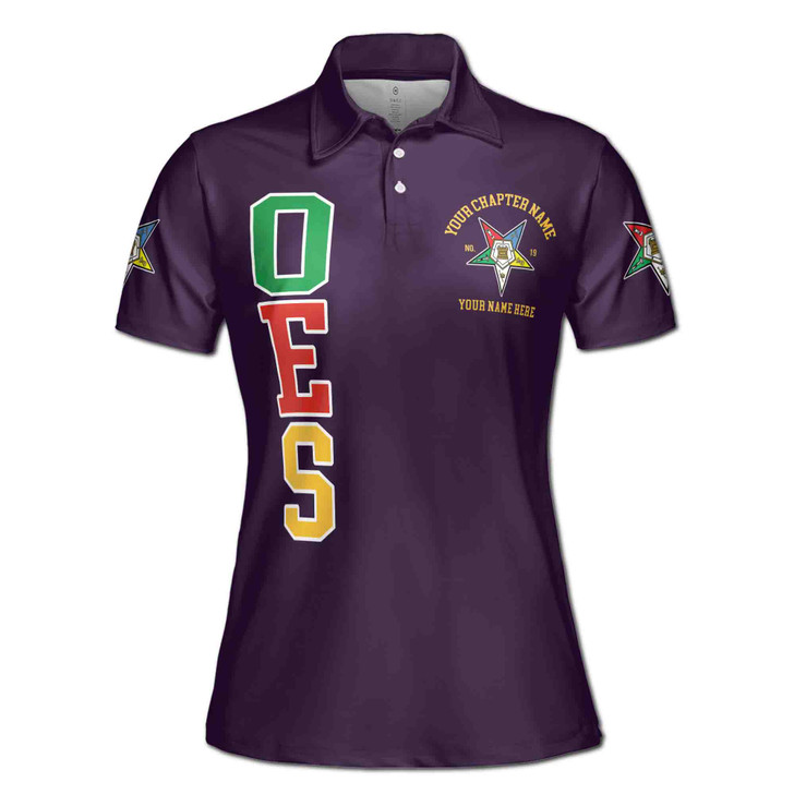 Customize Order of the Eastern Star OES Pentagon Down AF&AM Women's Polo Shirt S-5XL