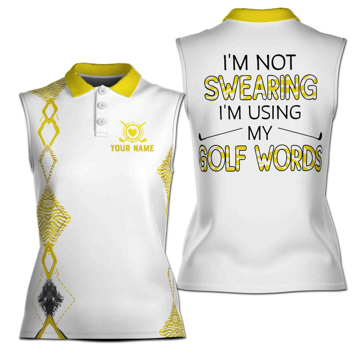 Leopard, I'm Not Swearing, I'm Using My Golf Words 3D Women Sleeveless Polo Size XS-4XL