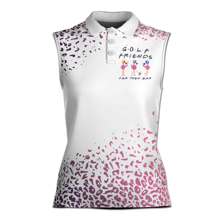 Golf Friends Par Then Bar Leopard Flamingo 3D Women Sleeveless Polo Size XS-4XL