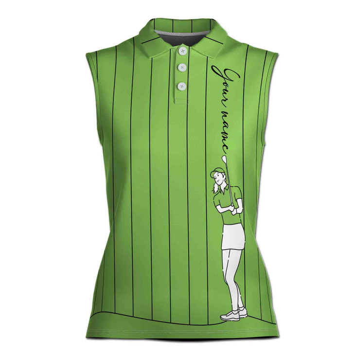 Custom Name Funny Colorful Vertical Stripes Golf Women Sleeveless Polo XS-4XL
