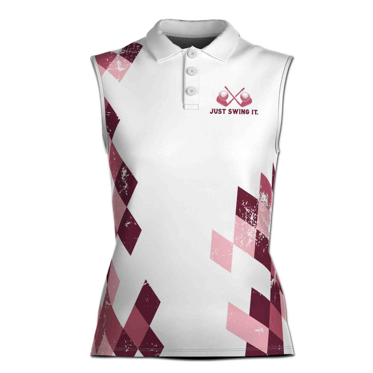 Flamingo I'm Not Swearing Argyle Pattern Golf Women Sleeveless Polo Size XS-4XL