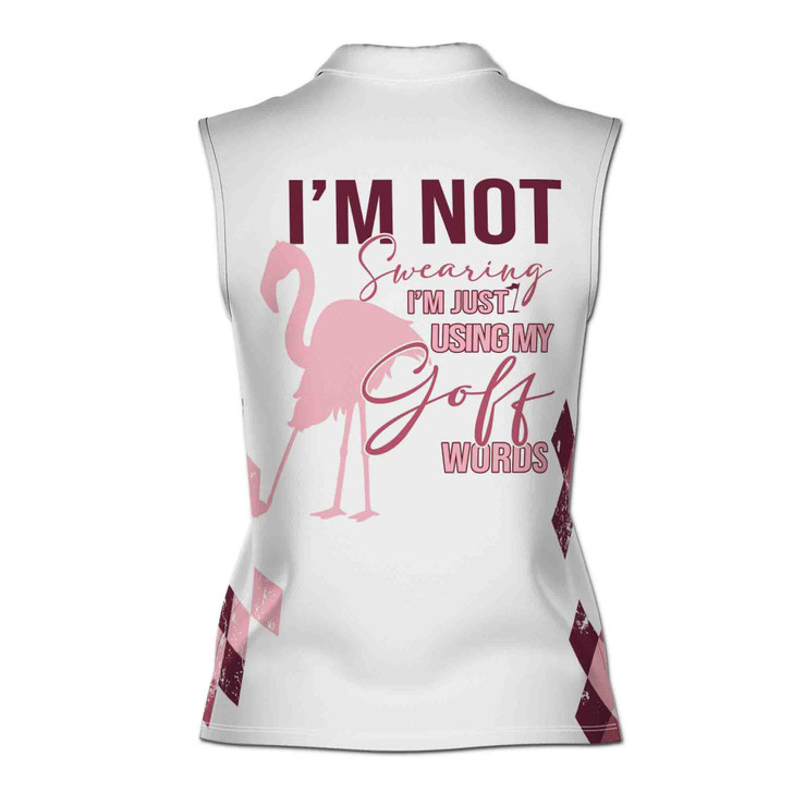 Flamingo I'm Not Swearing Argyle Pattern Golf Women Sleeveless Polo Size XS-4XL