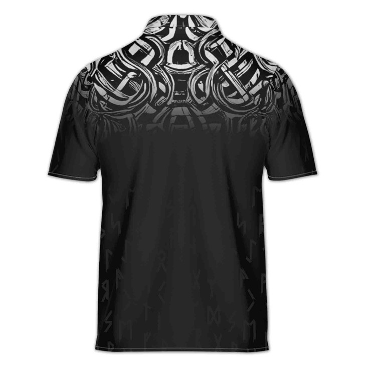 Runer Viking Dark Tribal Pattern Grunge Zipper Polo S-5XL