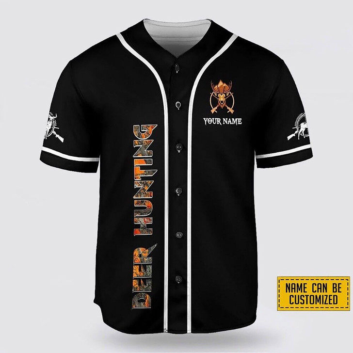 Custom Name Deer Hunting And Deer Pattern Baseball Jersey S-5XL