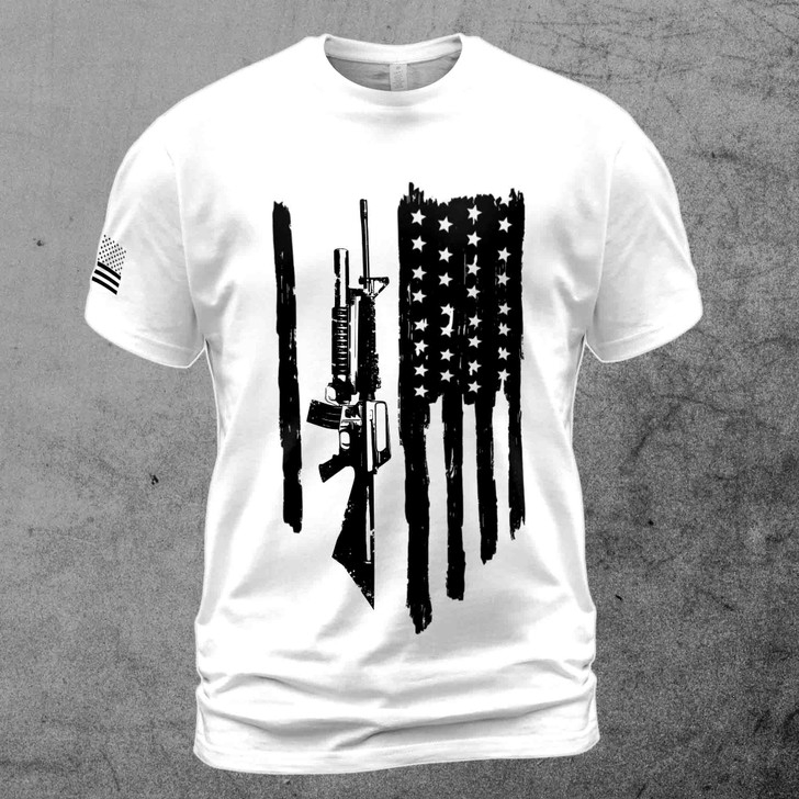 Patriotic 2nd Amendment Freedom American Flag Distressed 3D T-Shirt S-5XL