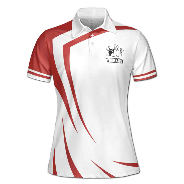 Personalized Bowling Apparel Red And White Women's Polo Shirt S-5XL