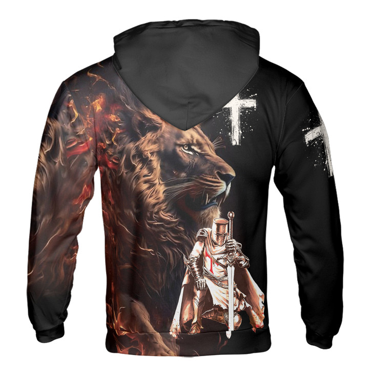 Knight Templar Lion Of Judah Grunge Hoodie S-5XL