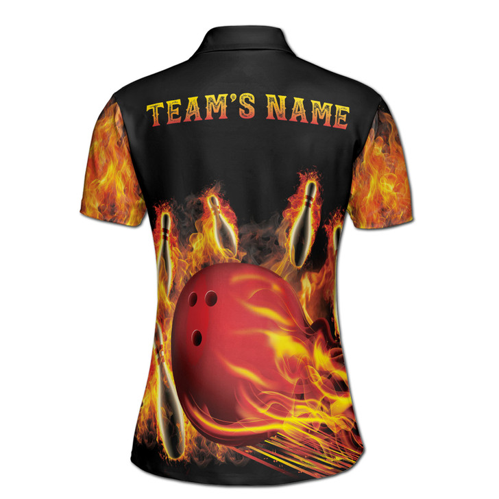 Personalized Bowling On Fire Texas Style Women's Polo Shirt S-5XL