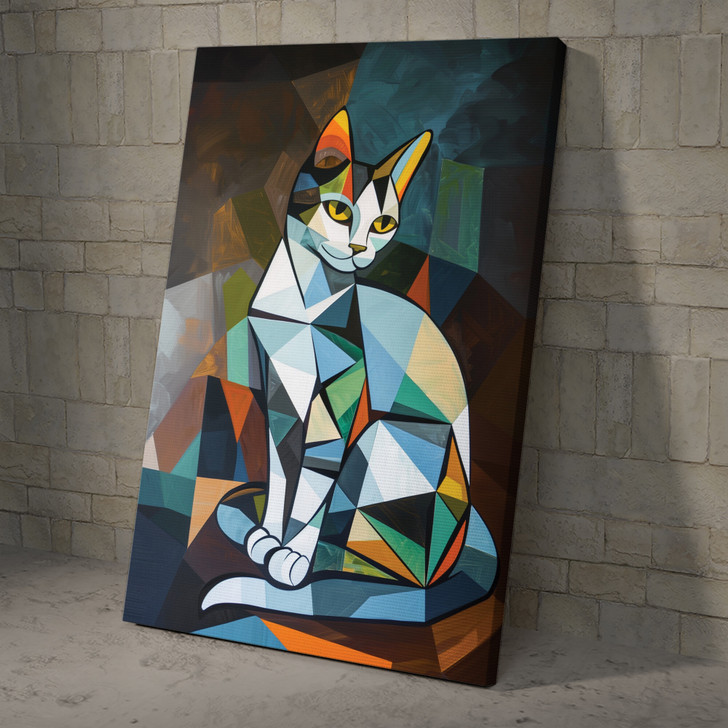 Colorful Abstract Cat, Work of Art, Abstract Wall Art Canvas And Poster