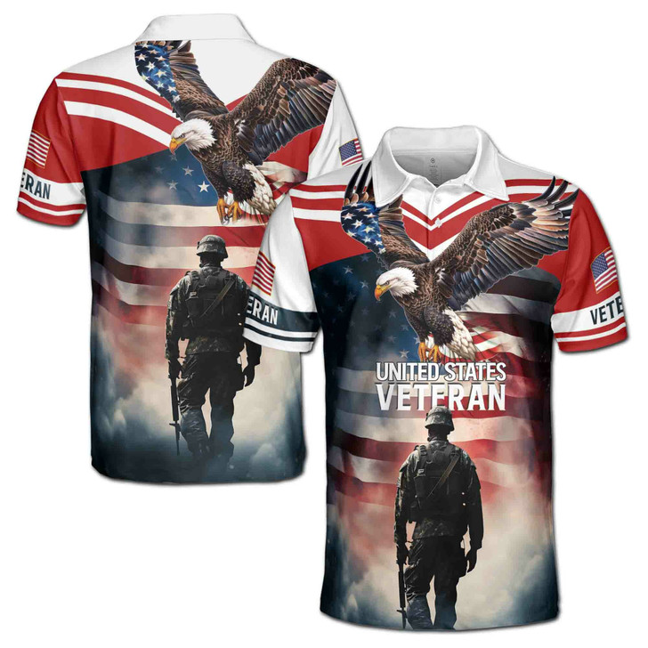 USA Veteran Patriotic America Eagle Men's Polo Shirt S-5XL