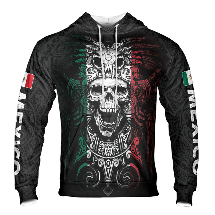 Ancient Mexico Skull Aztec Tattoo Tribal Pattern Grunge Hoodie S-5XL