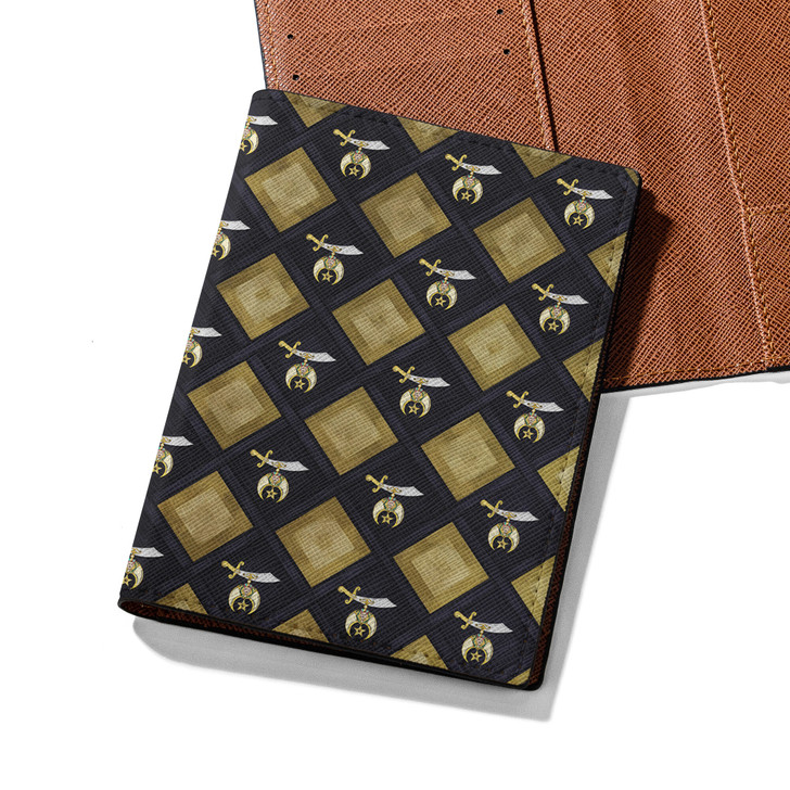 Golden Caro Pattern Shrines Noble Of Mystic Shrine Passport Holder