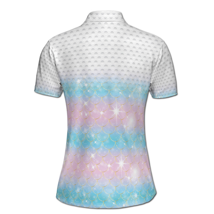 Custom Name Rainbow Mermaid Pattern Golfer Women's Polo Shirt S-5XL