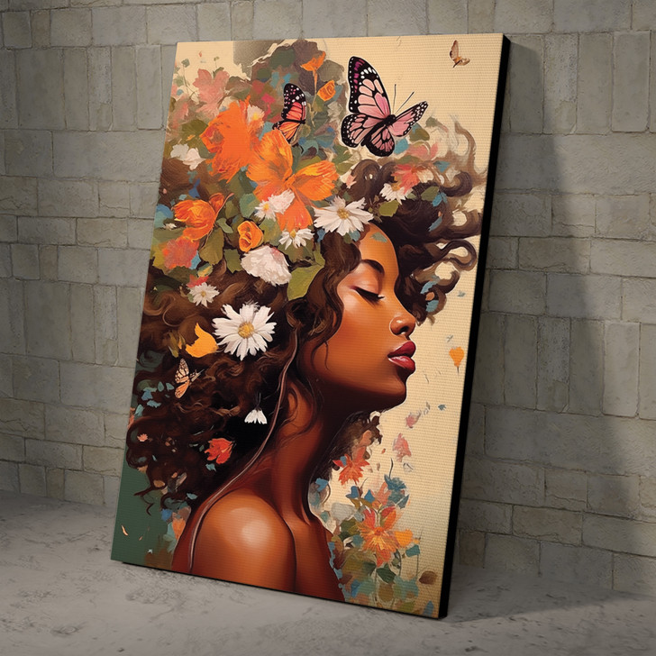 Black African Women With Butterfly And Flower Wall Decor, Lose Your Mind Find Your Soul Poster and Canvas