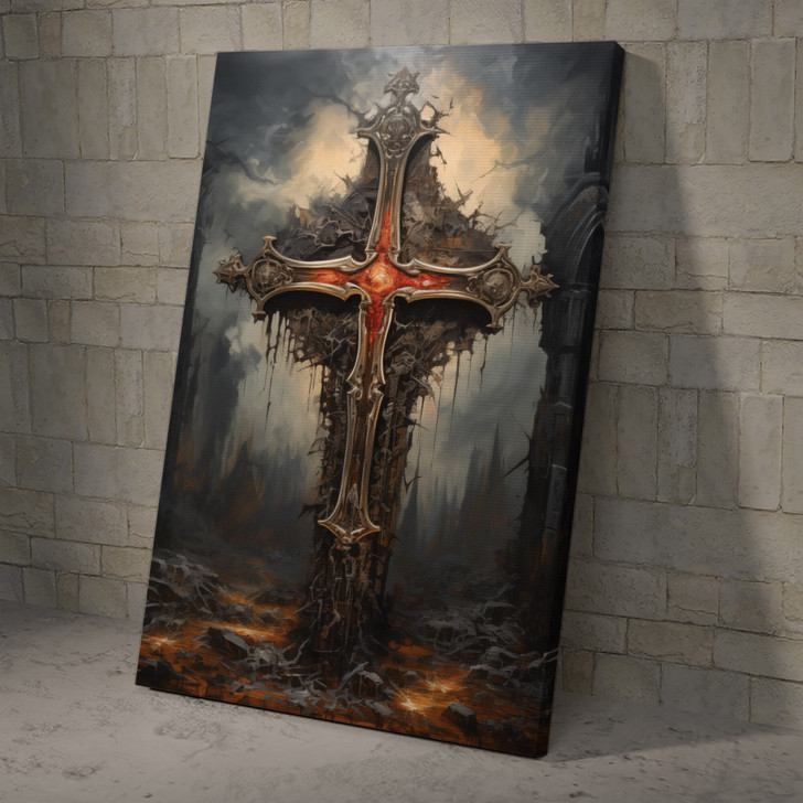 Gothic Cross Grunge Wall Art Poster and Canvas