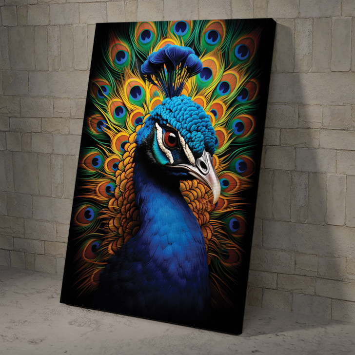A Peacock That Is In Black And Blue Poster And Canvas