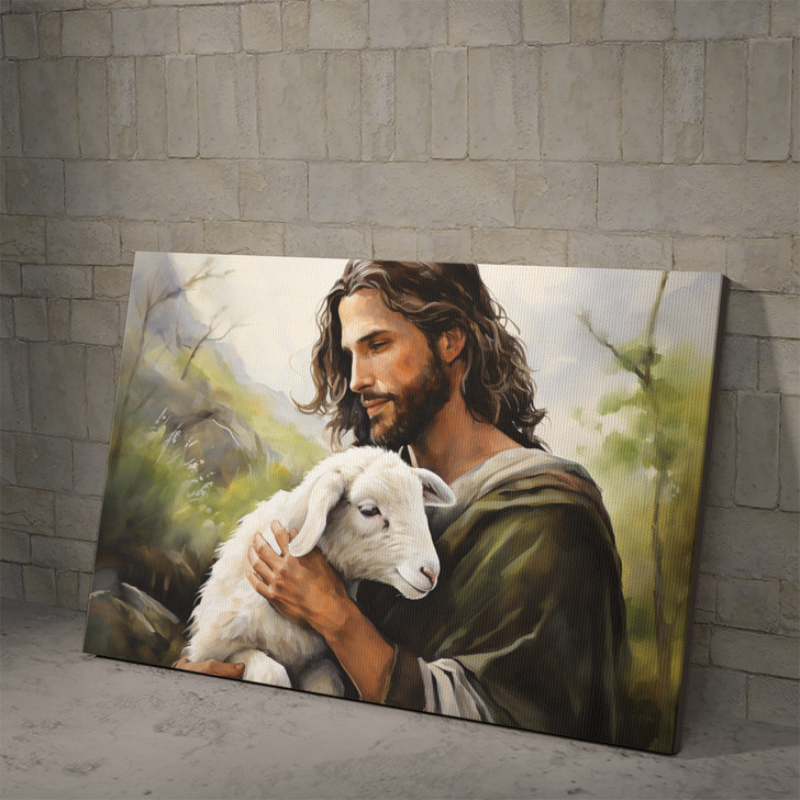 Jesus and The Lamb 2 Poster and Canvas