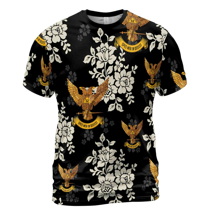 Customized Scottish Rite 32 Tropical Floral Men's T-shirt S-5XL