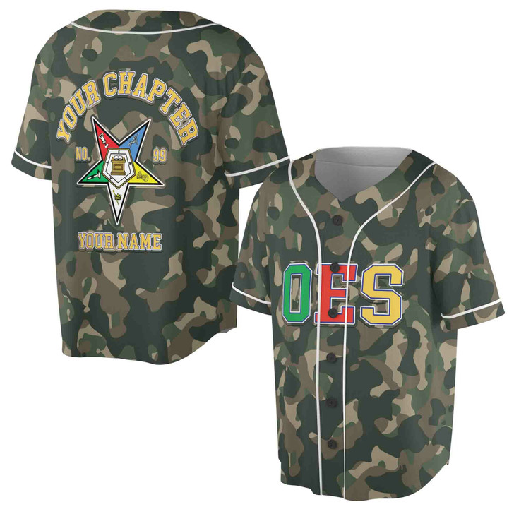 Customized Camo OES Order of the Eastern Star Baseball Jersey S-5XL S-5XL