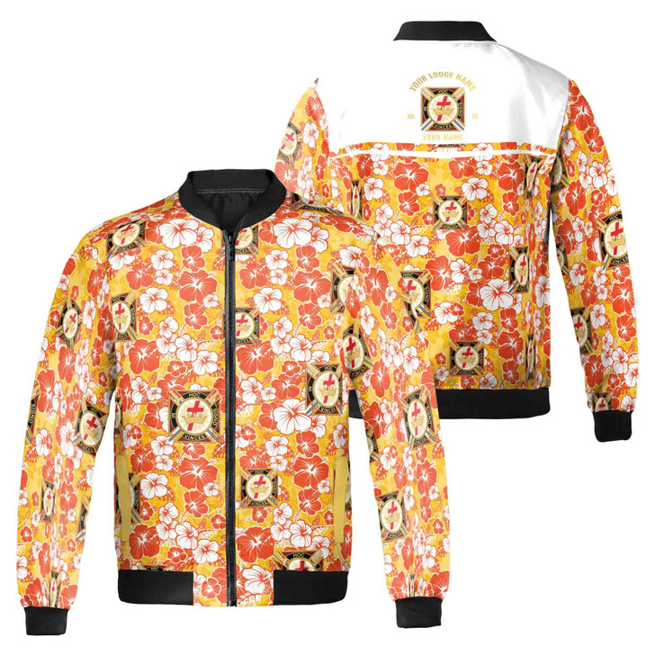 Customized Knights Temple Commandery Masonry Floral Bomber Jacket S-5XL