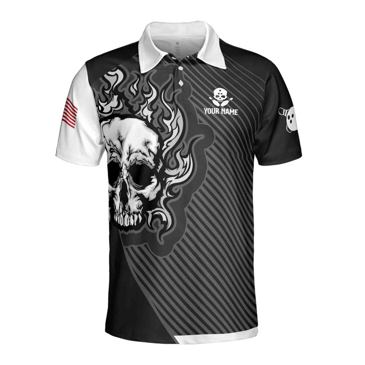 Custom Bowling Skull Pattern Sport Design Men's Polo Shirt S-5XL