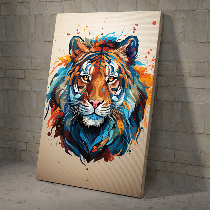Colorful Tiger Face Pop Art Wall Decor Poster and Canvas