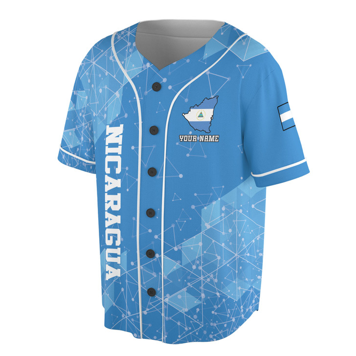 Custom Name Patriotic Nicaragua Coat of Arms Baseball Jersey S-5XL