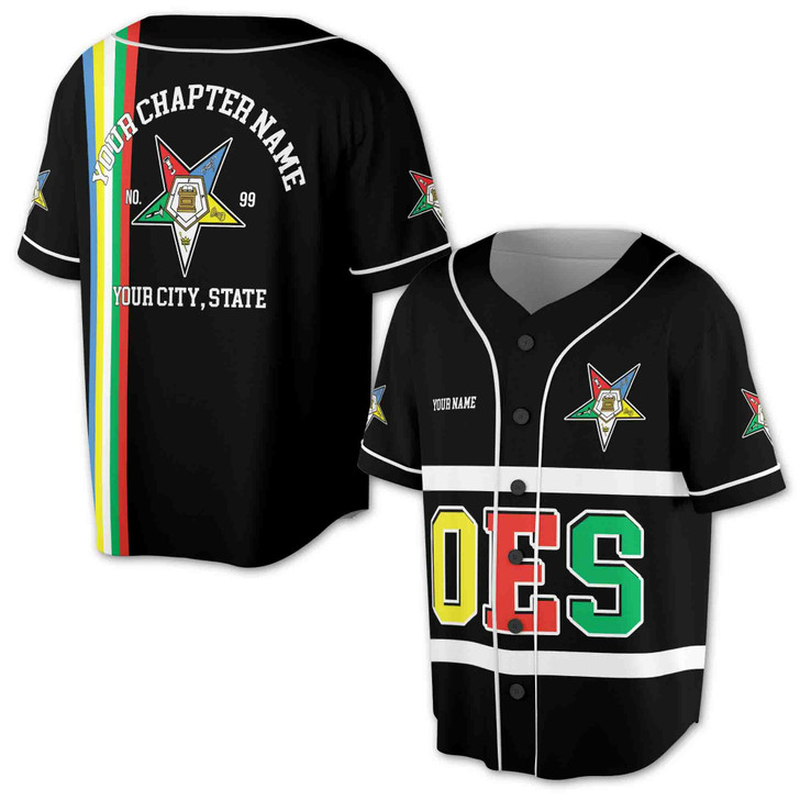 Personalized Multi-color Order of the Eastern Star OES AF&AM Baseball Jersey S-5XL