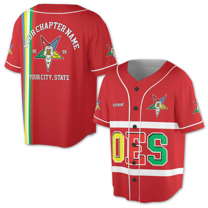 Personalized Multi-color Order of the Eastern Star OES AF&AM Baseball Jersey S-5XL