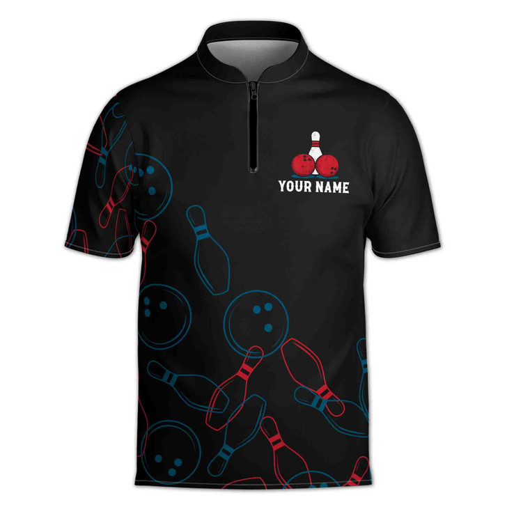 Custom Name Does This Shirt Make My Balls Look Big Bowling Zipper Polo Shirt S-5XL