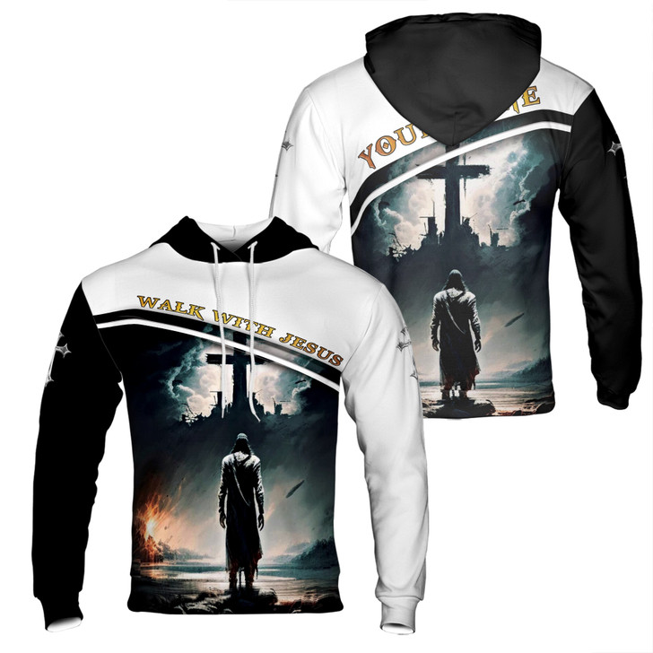 Custom Name Walk With Jesus Hoodie S-5XL