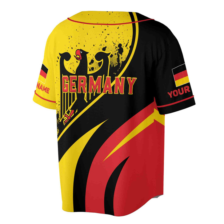 Custom Name Patriotic Germany Coat of Arms Grunge Baseball Jersey S-5XL
