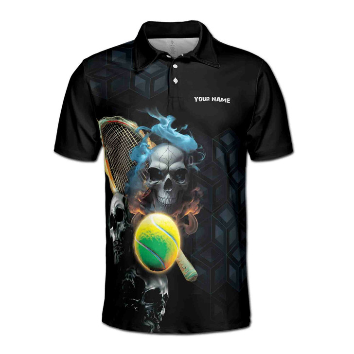 Custom Name Hello Darkness My Old Friend Skull Tennis Men's Polo Shirt S-5XL