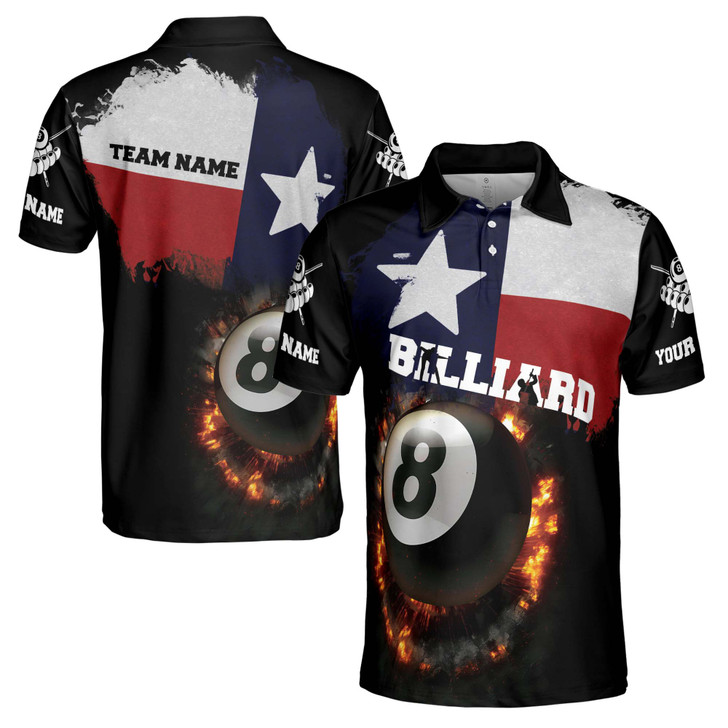 Personalized Texas Player Love Billard Men's Polo Shirt S-5XL