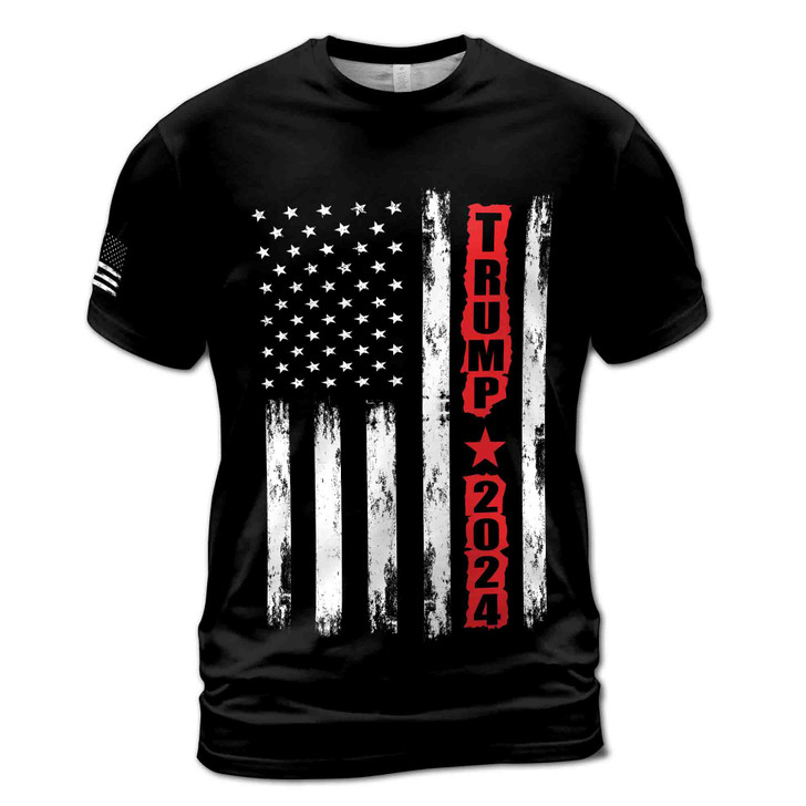 Trump 2024 45 47 American Flag Patriotic American 3D T-Shirt S-5XL