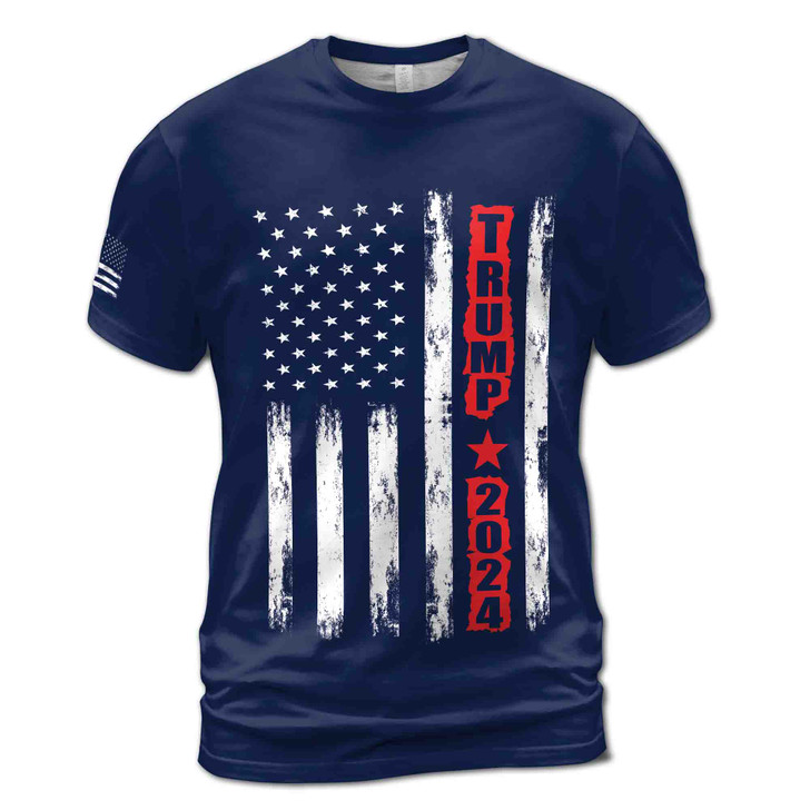Trump 2024 45 47 American Flag Patriotic American 3D T-Shirt S-5XL