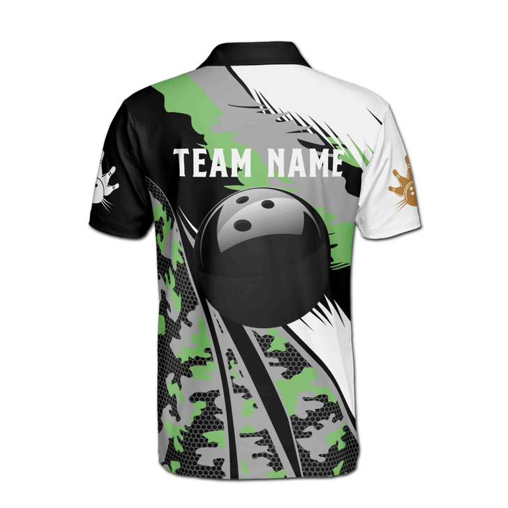 Personalize Name Bowling Pattern Camouflage Men's Polo Shirt S-5XL