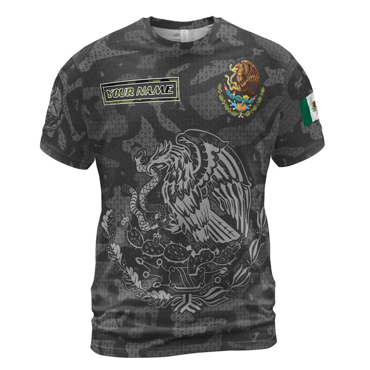 Customized Name Camouflage Mexican Flag 3D T-Shirt S-5XL
