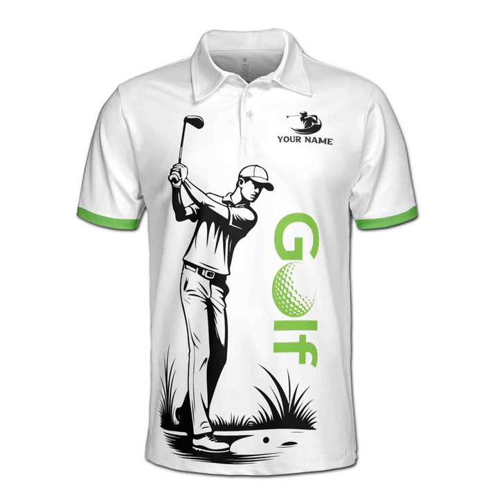 Custom Name Golf Player Swing Swear Drink Repeat Men's Polo S-5XL