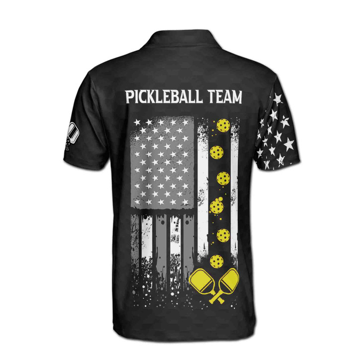 Customized Monochrome Picklball With America Flag Men's Polo Shirt S-5XL