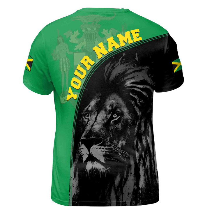 Personalized Name Jamaica Lion Flag Coat of Arms Patriotic 3D T-Shirt S-5XL