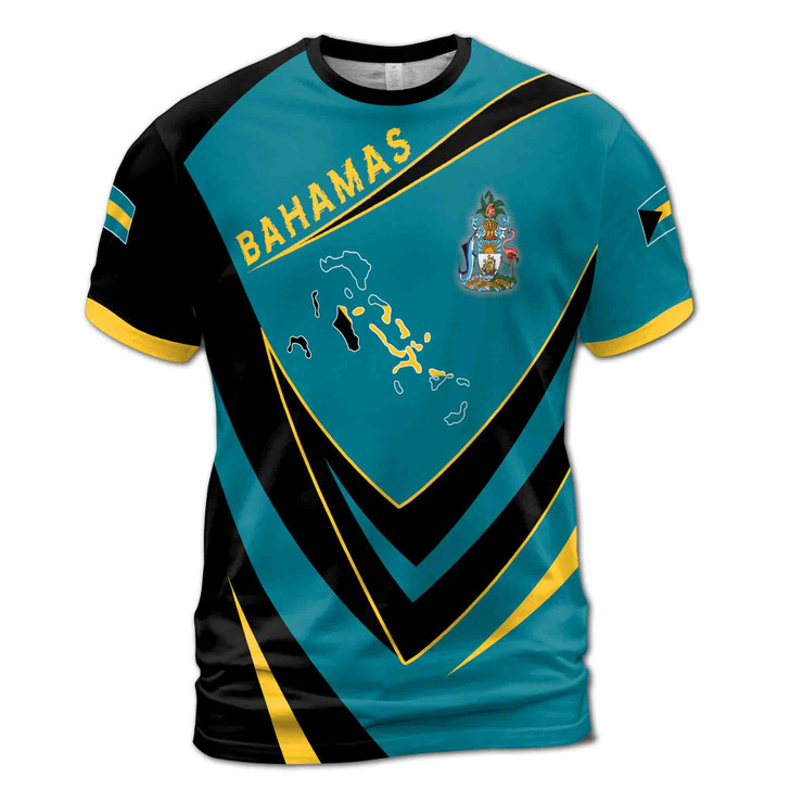 Custom Name Bahamas Flag Patriotic Unisex T-Shirt S-5XL