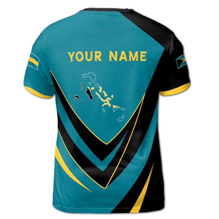 Custom Name Bahamas Flag Patriotic Unisex T-Shirt S-5XL