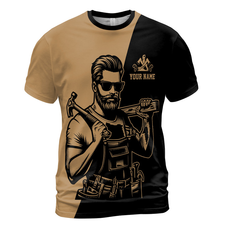 Custom Name Carpenter Woodworker With Tool Men's T-Shirt S-5XL