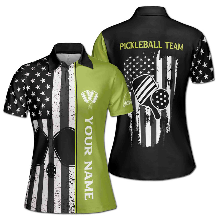 Customized America Patriotic Pickleball Player Women's Polo Shirt S-5XL