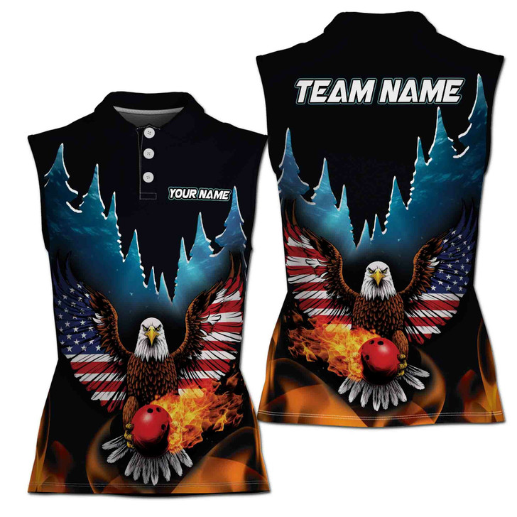 Customized Flaming Bowling Ball Women's Sleevesless Polo XS-4XL