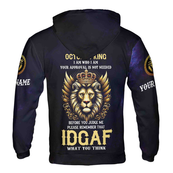 Custom Name Born In October King Honor Lion 3D All Over Printed Hoodie S-5XL