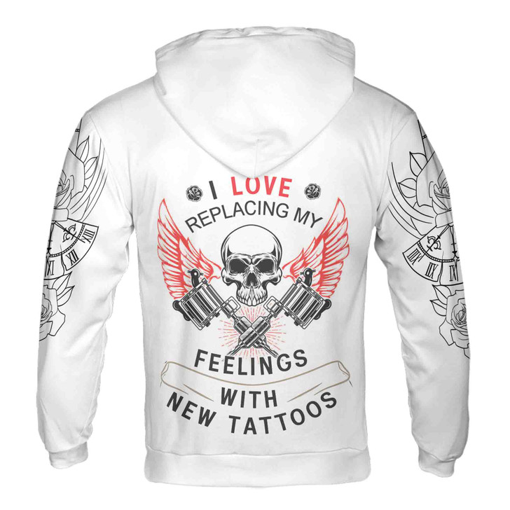 Custom name Replacing My Feelings With New Tattoos Hoodie S-5XL